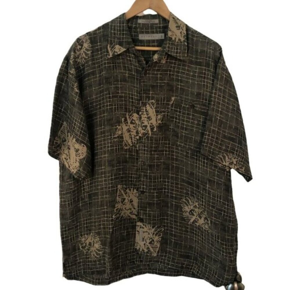 Retreat 100% Silk Button Up Grandpa Dad Shirt